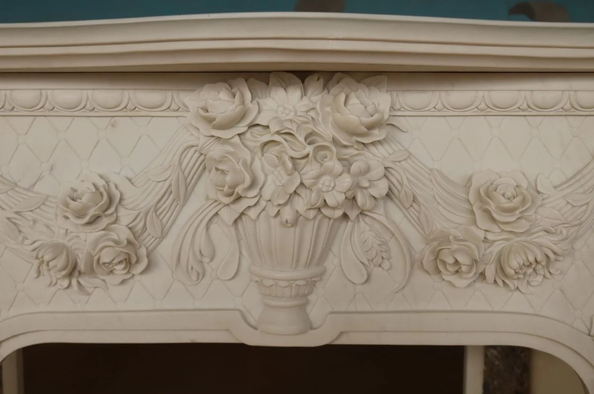 Casa Padrino marco de chimenea de m¨¢rmol barroco de lujo blanco 190 x A. 142 cm