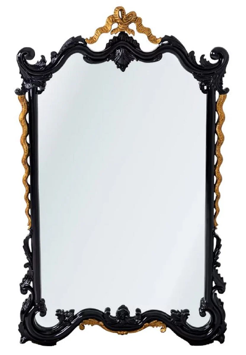 Casa Padrino espejo barroco de lujo negro / oro antiguo A. 97 cm - Muebles de estilo barroco