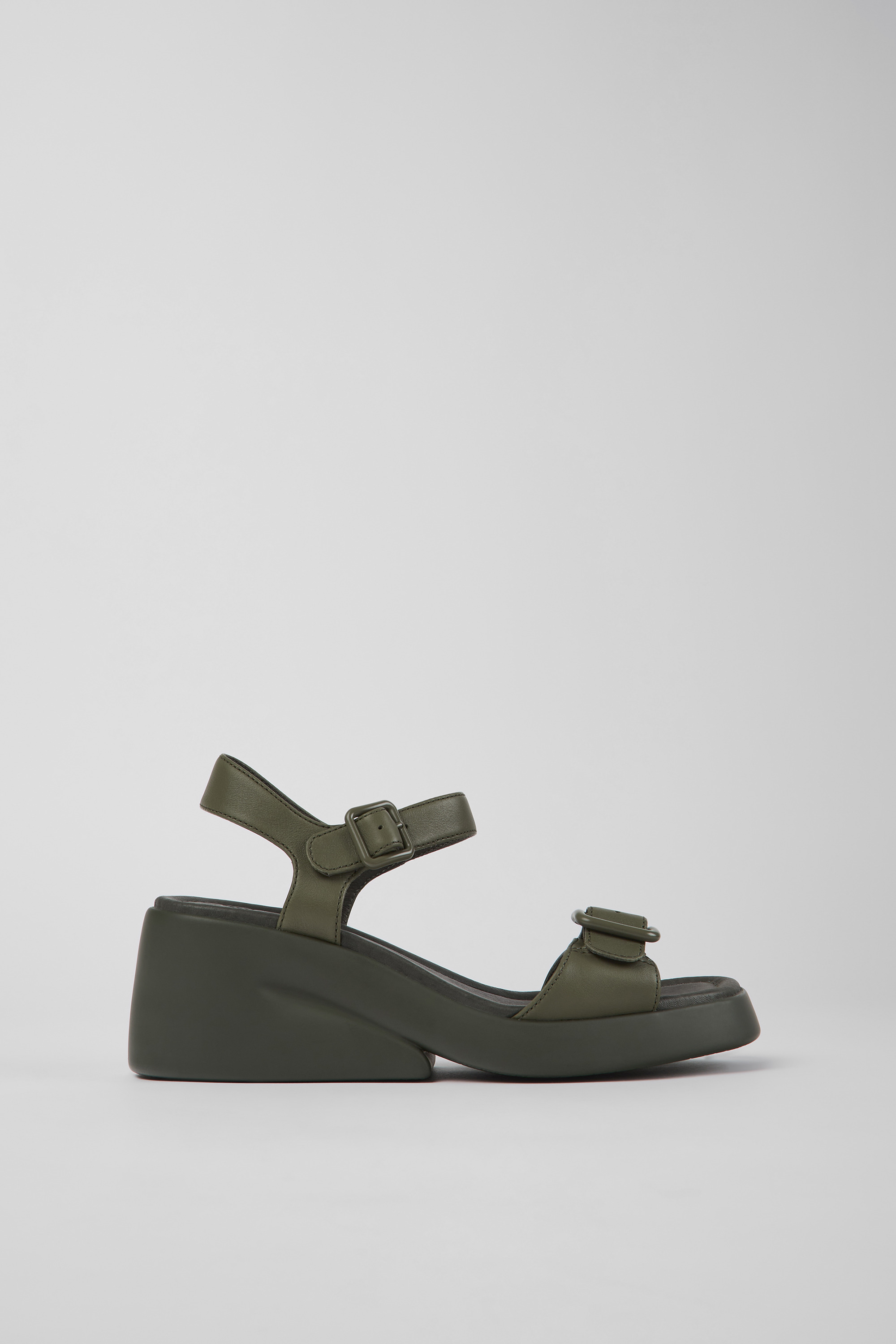 Kaah - Green leather sandals for women