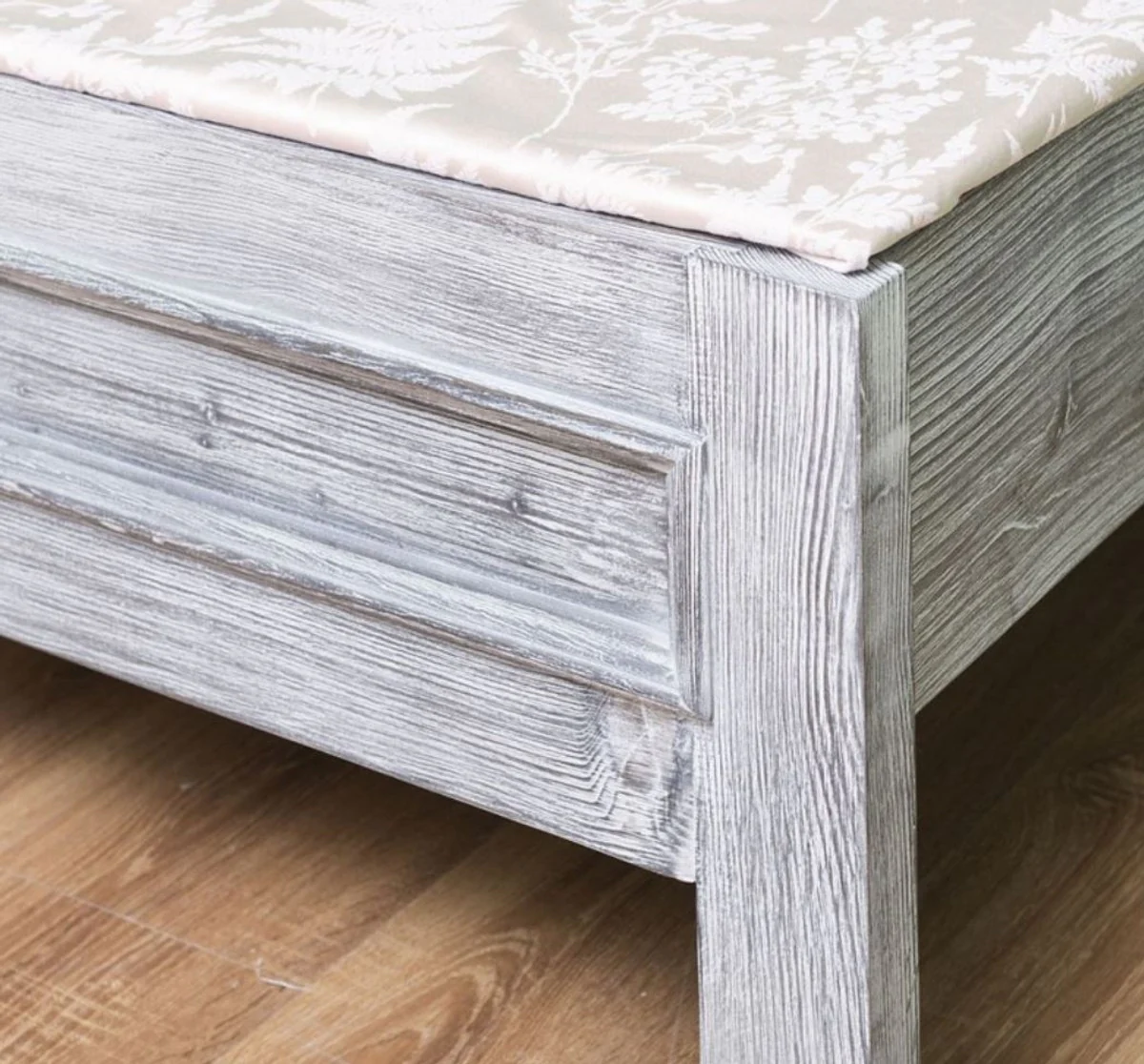 Casa Padrino cama de madera maciza de estilo campestre gris antiguo 160 x 200 x A. 93 cm - Cama Doble de Madera Maciza - Muebles de Dormitorio de Estilo Campestre