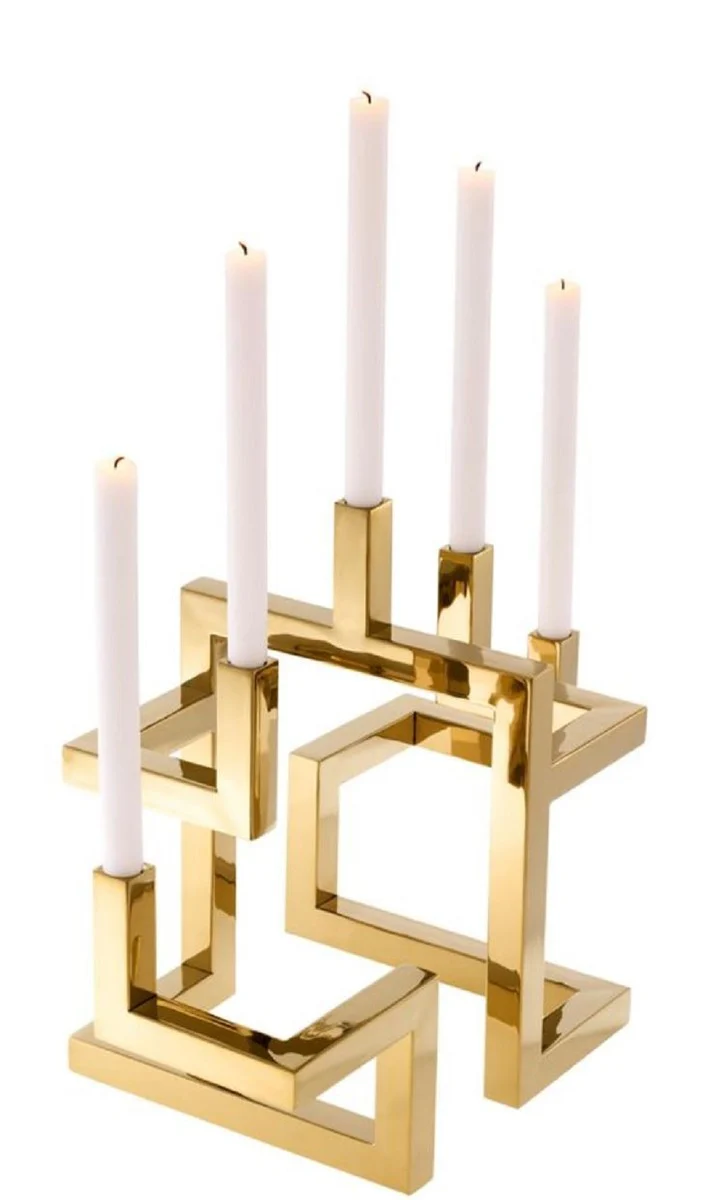 Casa Padrino sostenedor de vela de acero inoxidable de lujo de 5 brazos lat¨®n 55 x 29 x H. 41,5 cm - Accesorios de Decoraci¨®n de Hoteles y Restaurantes