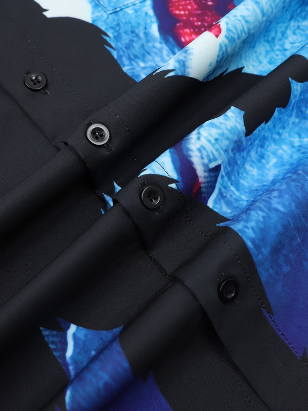 Flag Bigfoot Chest Pocket Short Sleeve Casual Shirt