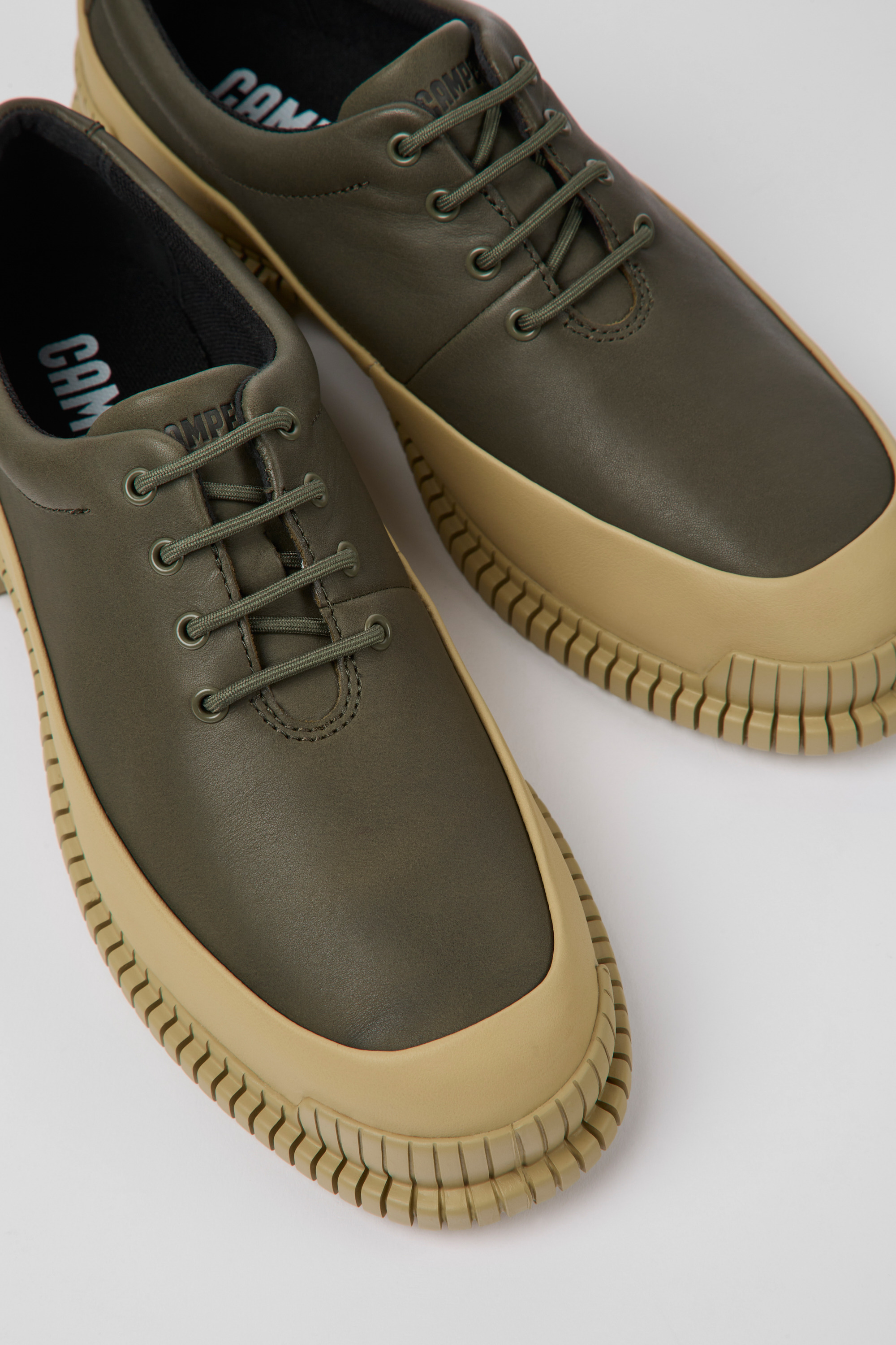 Pix - Green and beige leather shoes for women