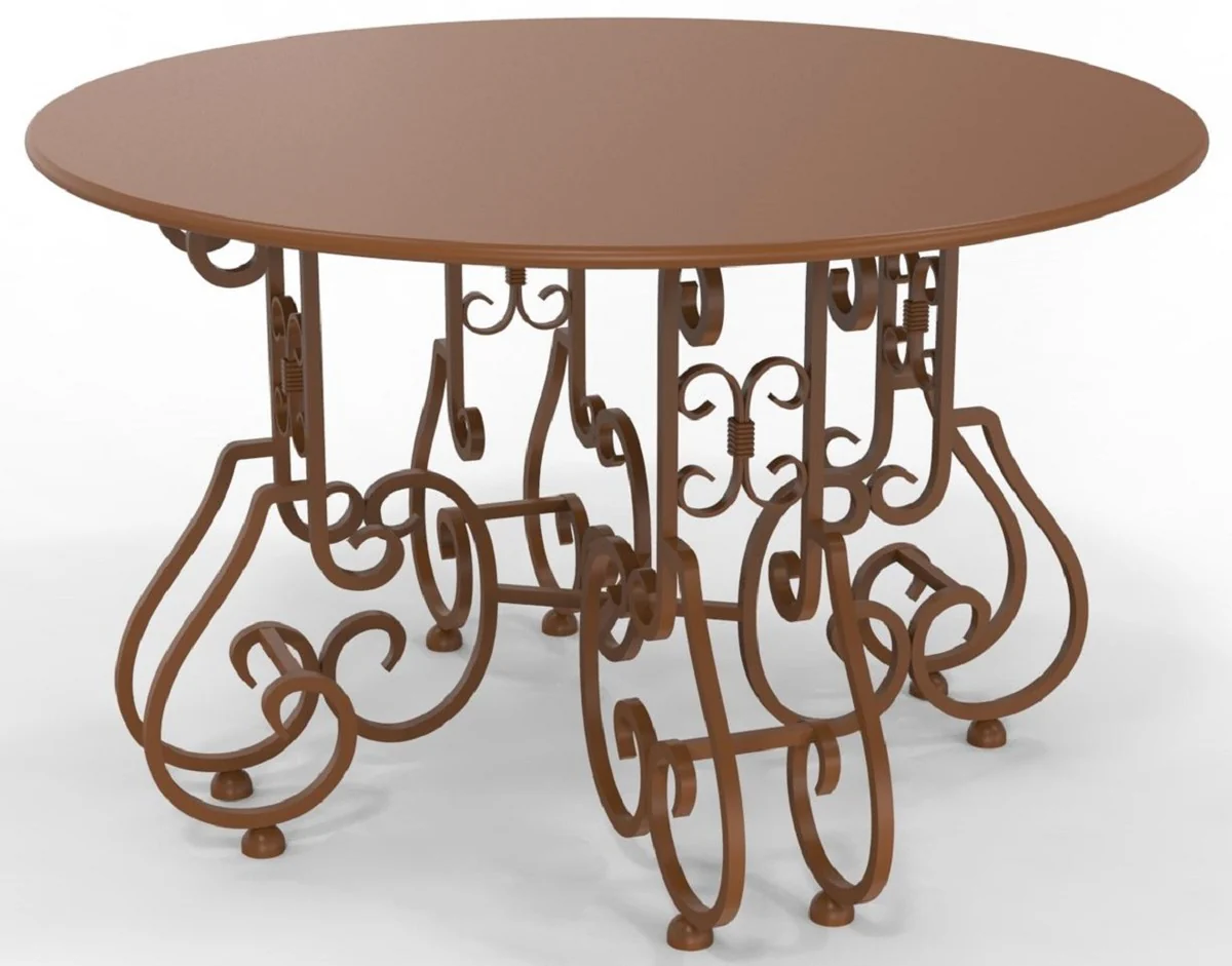 Casa Padrino mesa de jardín Art Nouveau Ø 120 x A. 73,5 cm - Varios Colores - Mesa de jardín y terraza redonda de hierro forjado - Muebles de jardín y terraza Art Nouveau de hierro forjado