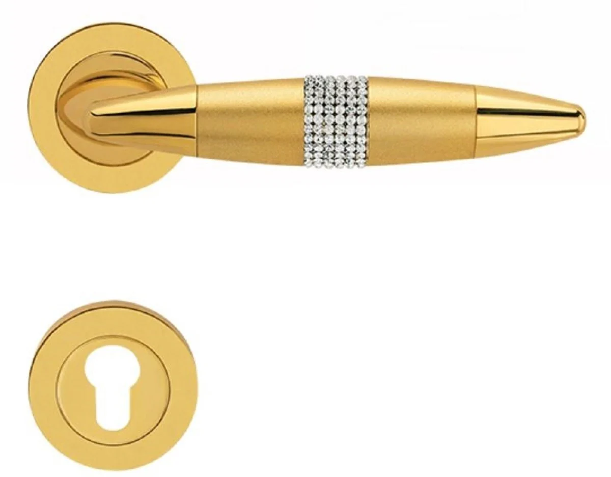 Casa Padrino conjunto de manija de puerta de lujo oro 16 x H. 5 cm - Manijas de Puerta Ocupado con Cristales de Swarovski