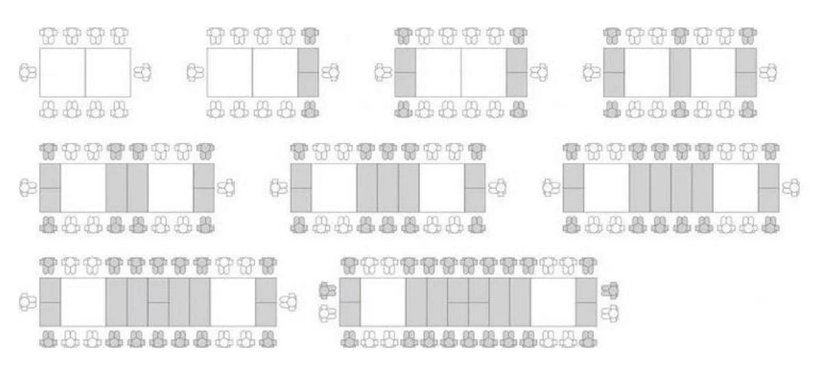 Casa Padrino mesa de comedor de lujo natural 200-604 x 110 x A. 77 cm - Mesa de conferencia extensible de madera maciza - Muebles de comedor - Muebles de oficina - Muebles de lujo