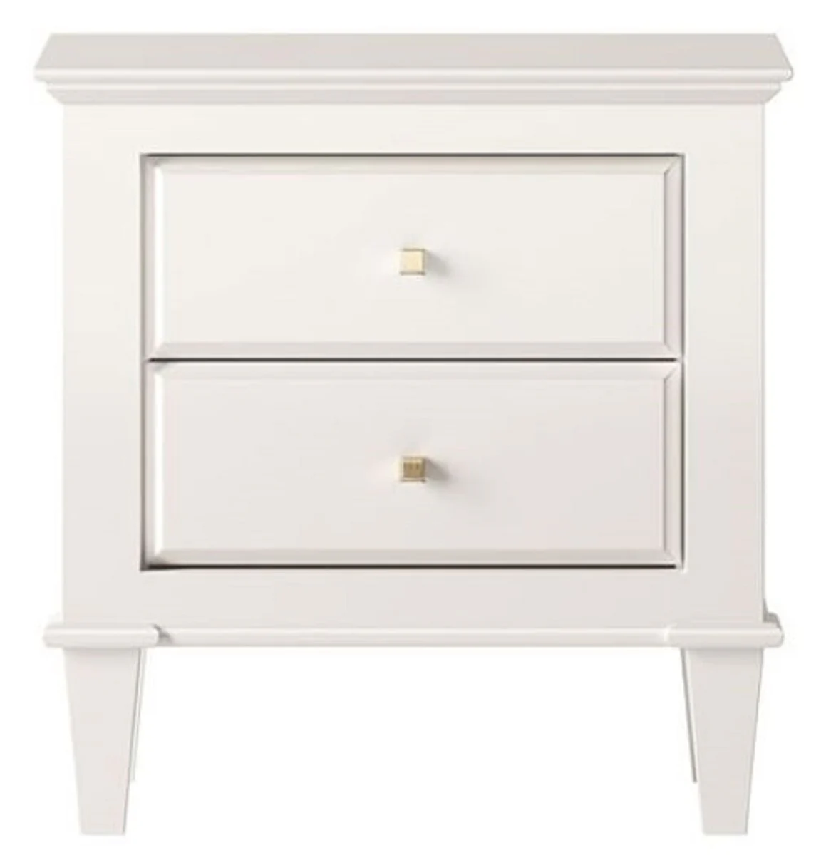 Casa Padrino mesita de noche Art Deco de lujo blanco 60 x 40 x A. 61 cm - Mesa auxiliar de madera maciza con 2 cajones - Muebles de dormitorio - Muebles Art Deco - Muebles de lujo