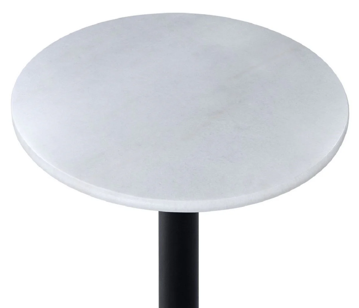 Casa Padrino mesa de bar de lujo blanco / negro ? 60 x H. 110 cm - Mesa de Bar con Encimera Redonda de M¨¢rmol - Muebles de Bar