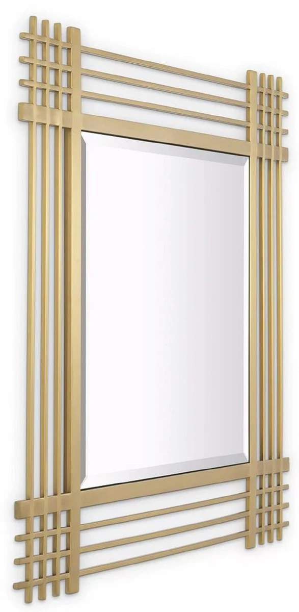 Casa Padrino espejo de pared de lujo de acero inoxidable lat¨®n 100 x 3 x A. 100 cm - Espejo de sal¨®n - Espejo de dormitorio - Espejo de armario - Muebles de Lujo
