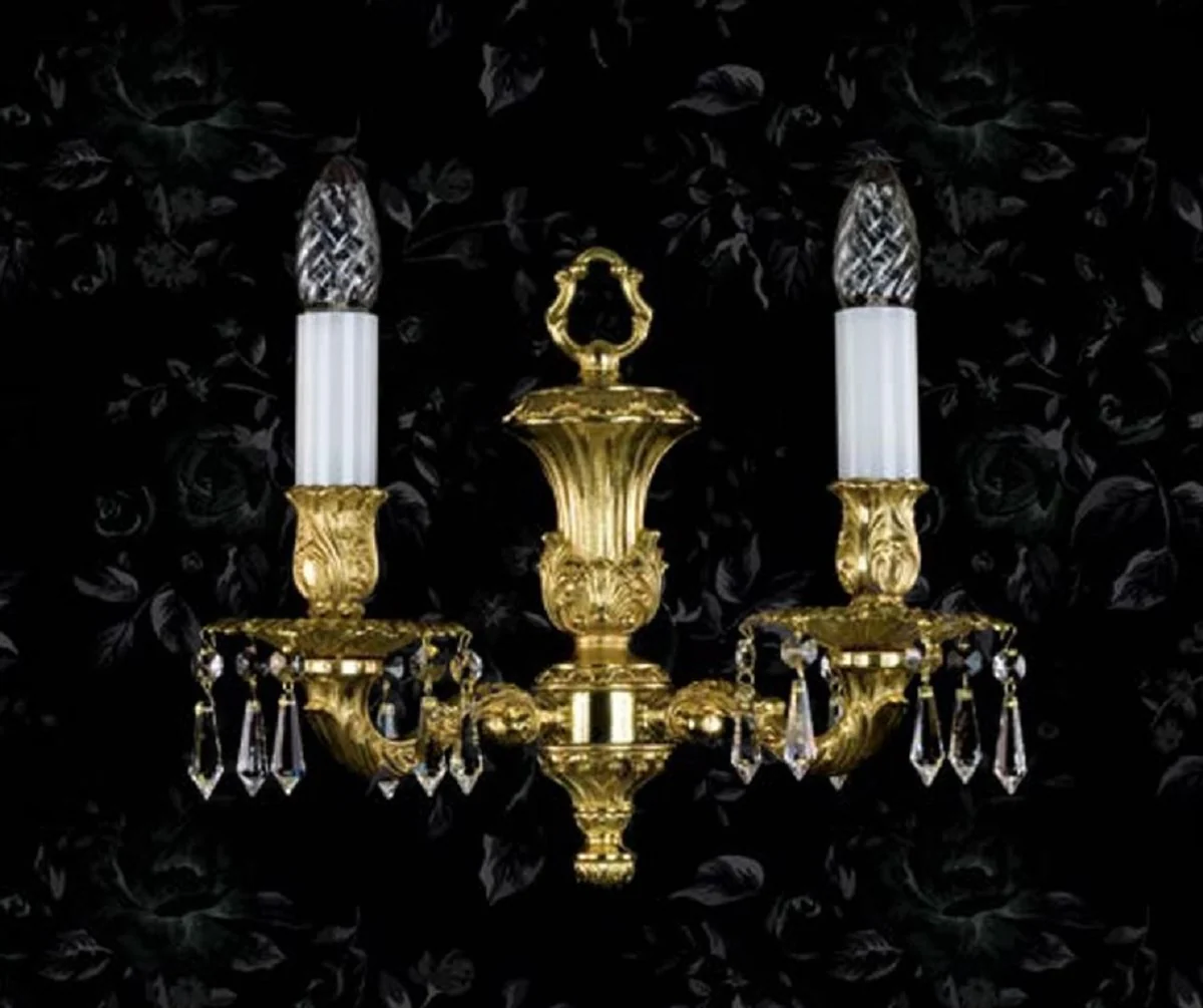 Casa Padrino l¨¢mpara de pared doble de cristal barroco de lujo oro 33 cm