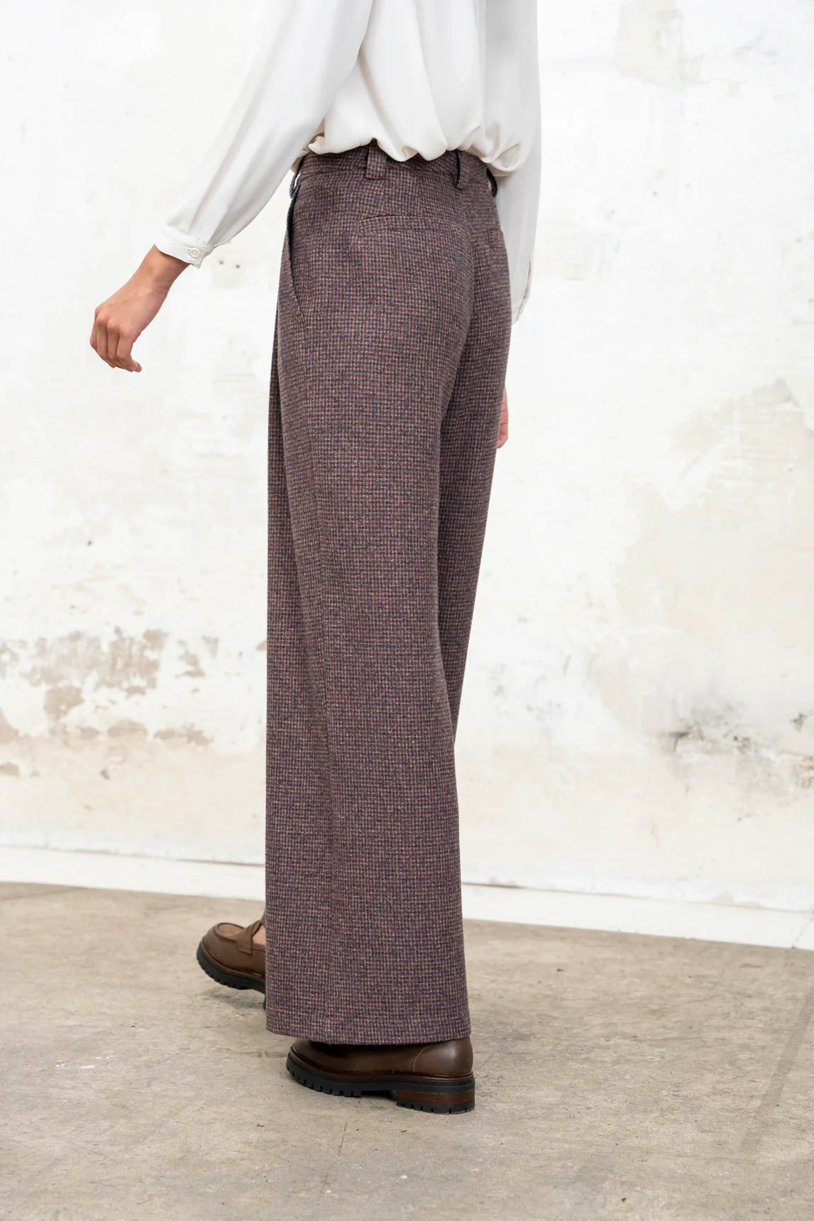 Rivera-spain Pantalón Aretha cuadros burdeos