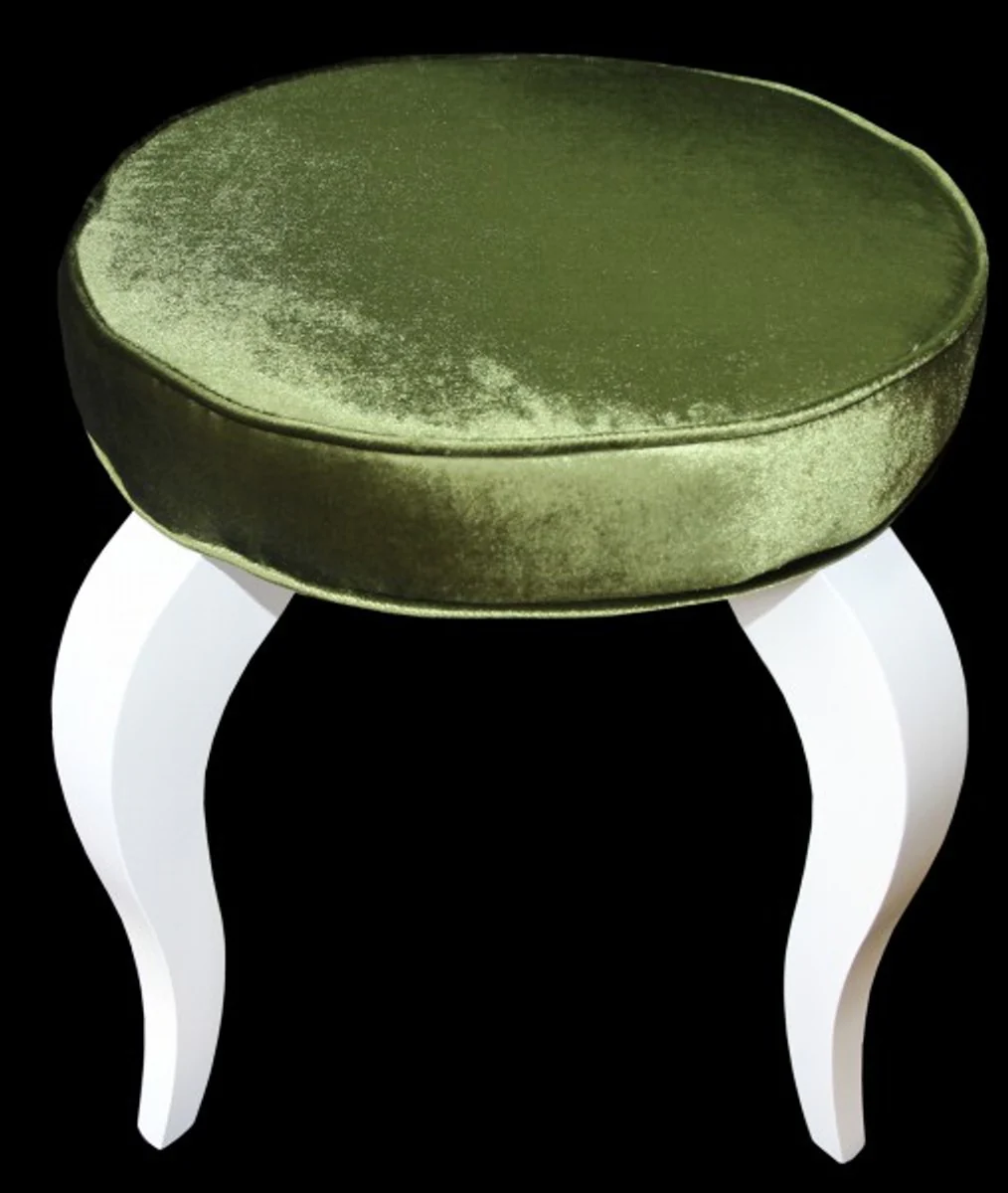 Casa Padrino barroco del taburete verde / blanco - taburete redondo dise?ador - calidades de lujo - Heces