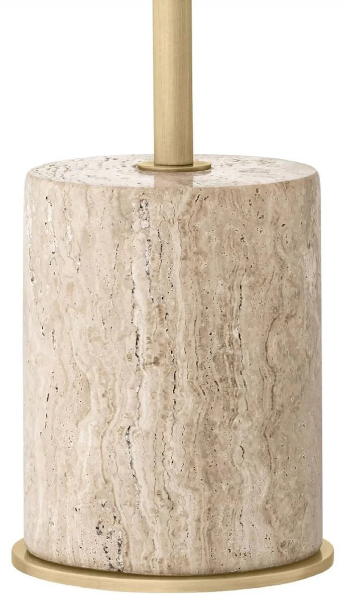 Casa Padrino lámpara de mesa de lujo travertino / latón antiguo / blanco 51 x A. 70 cm - Lámpara de escritorio con base de travertino y pantallas de vidrio - Iluminación de lujo - Muebles de lujo