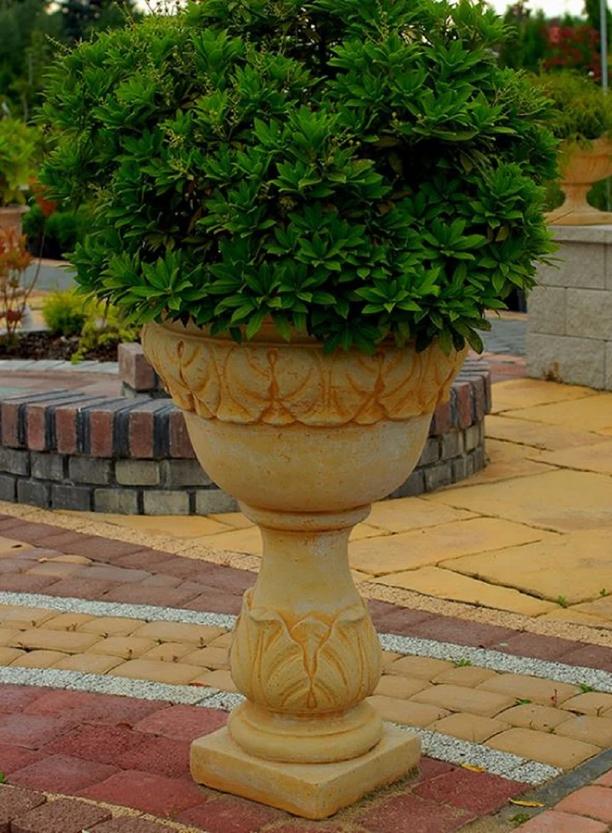 Casa Padrino maceta barroco beige Ø 53 x A. 80 cm - Macetero redondo de estilo barroco - Decoración Barroca de Jardines y Terrazas