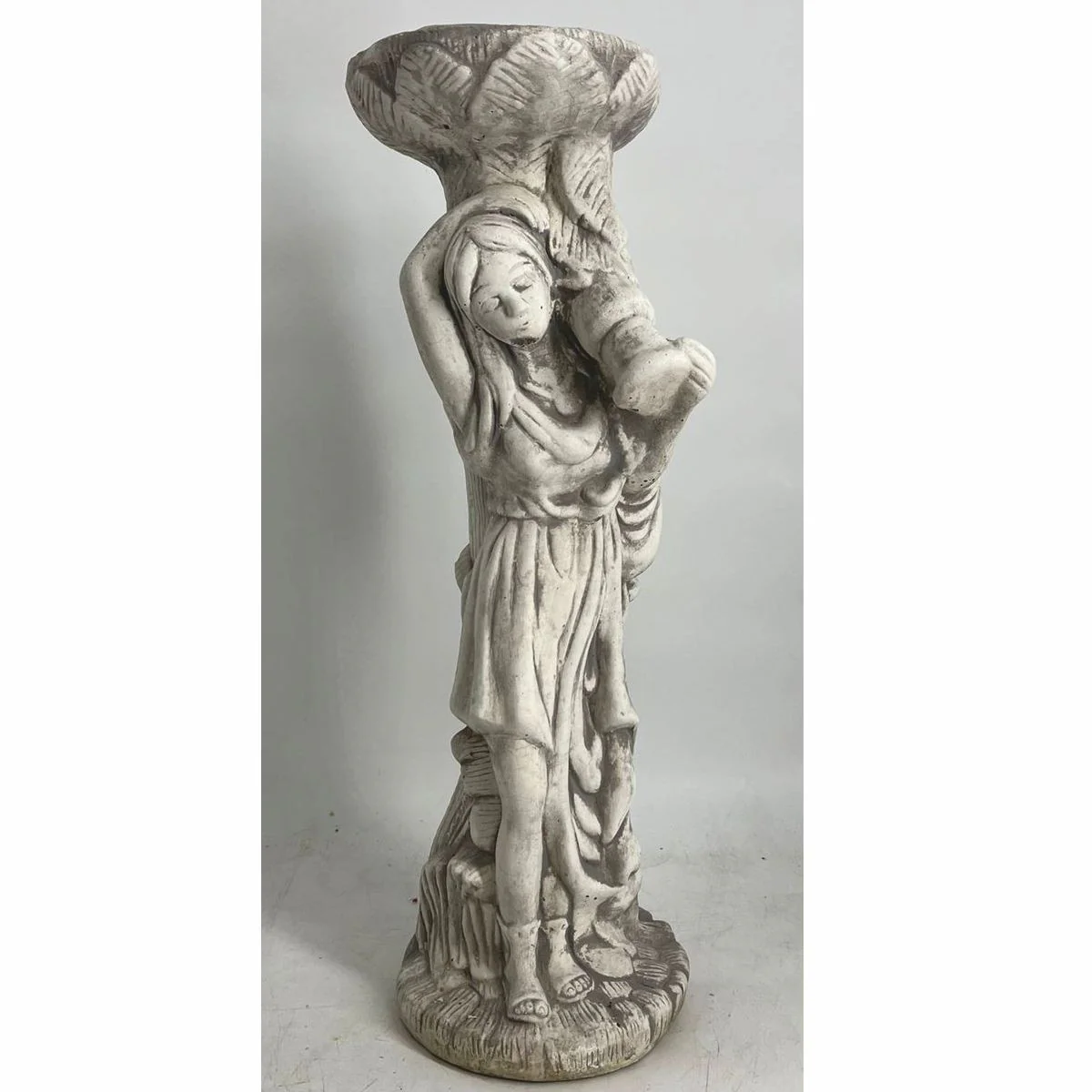 Casa Padrino escultura de decoraci¨®n de jard¨ªn Art Nouveau de hormig¨®n mujer con maceta gris A. 60 cm