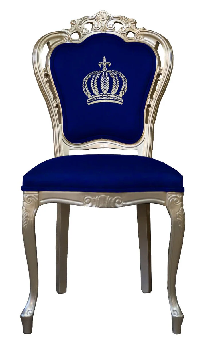 Pomp??s by Casa Padrino luxury baroque dining chair blue / gold - Pomp??s baroque chair designed by Harald Gl??ckler
