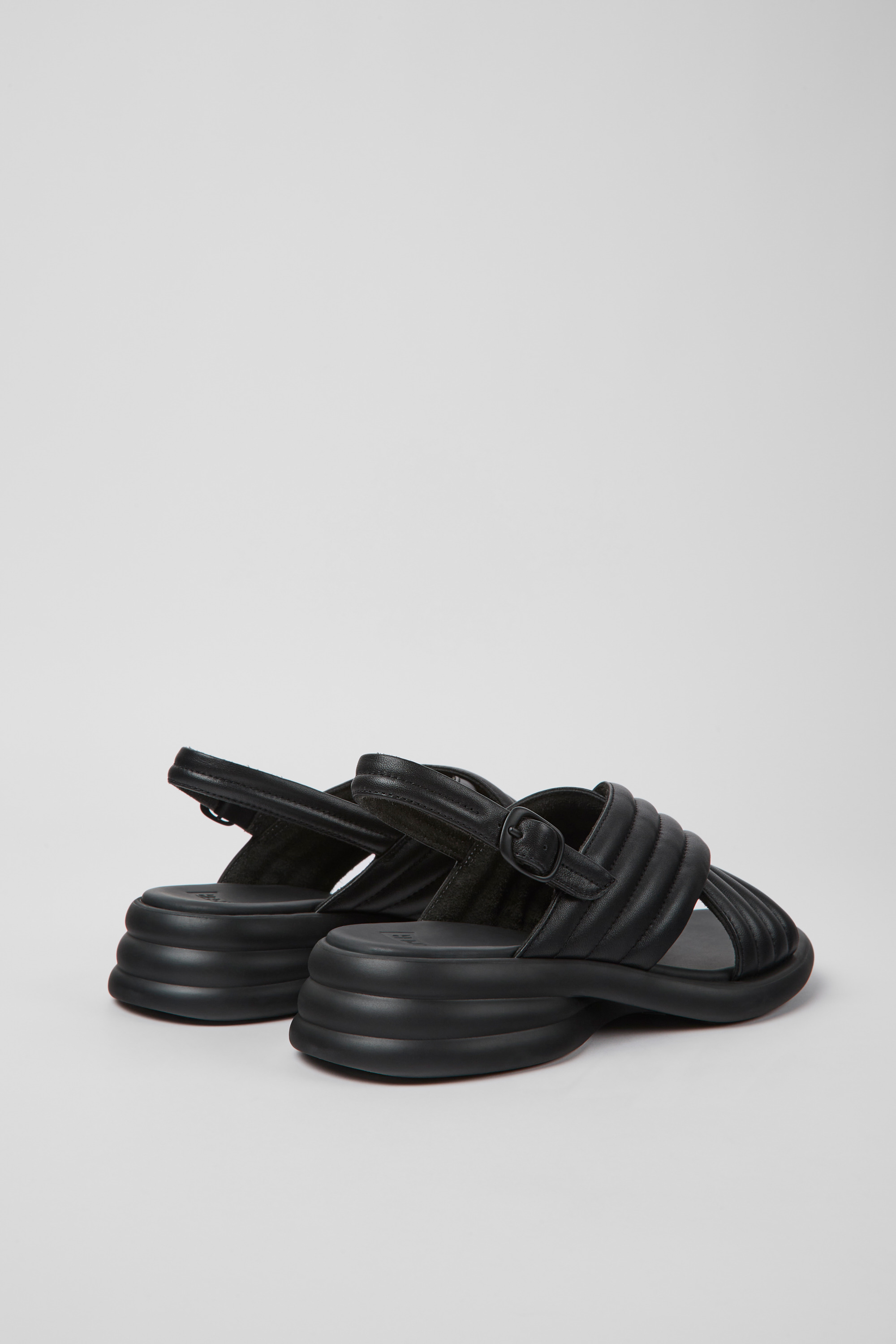 Spiro - Black leather sandals for women