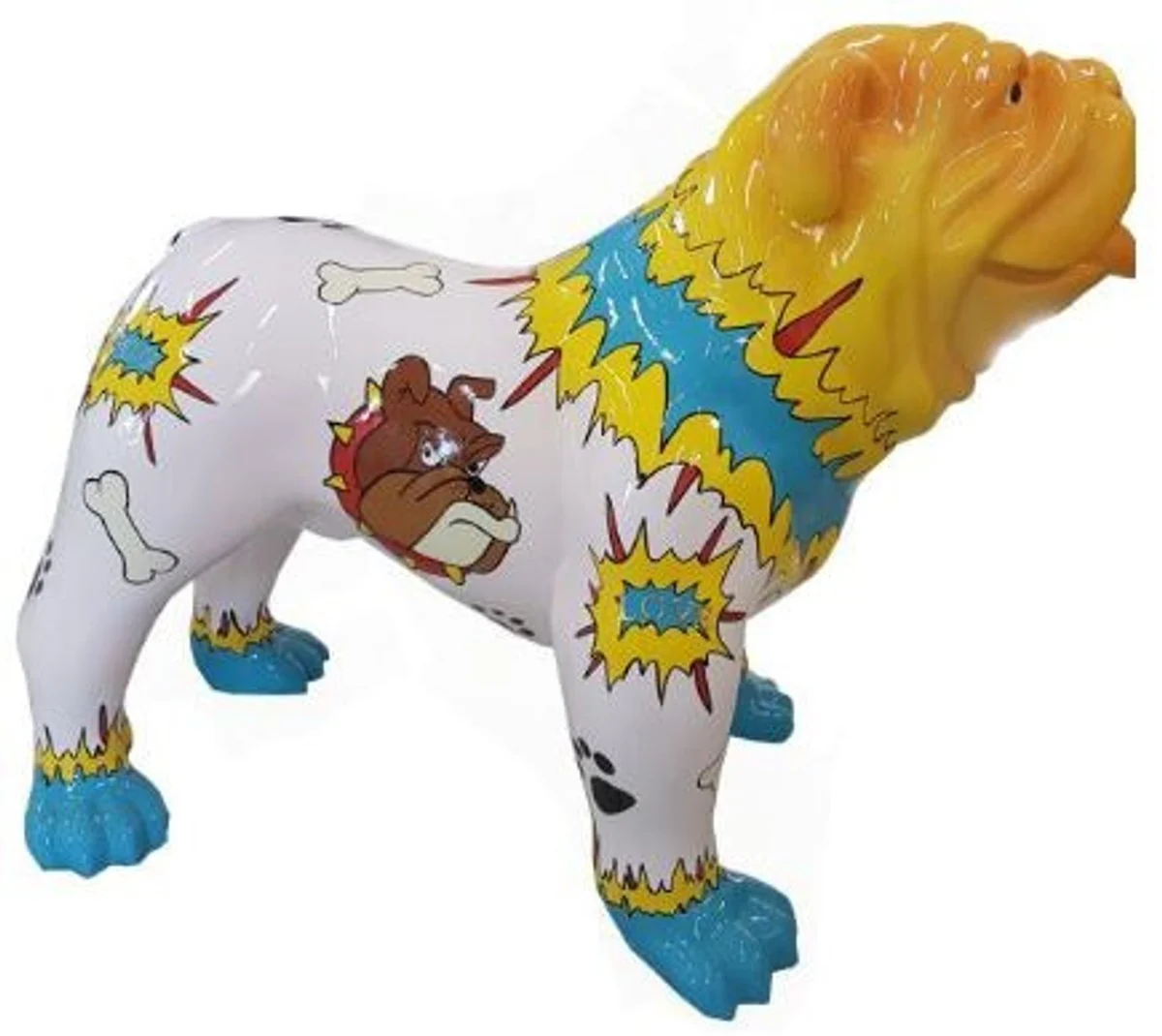 Casa Padrino figura decorativa de diseño perro buldog colorido 90 x A. 74 cm - Escultura decorativa resistente a la intemperie - Decoración de Sala de Estar