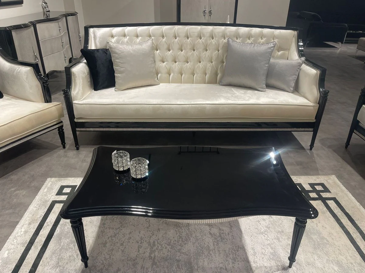 Casa Padrino mesa de centro barroco de lujo negro / gris - Mesa de sal¨®n de madera maciza hecha a mano estilo barroco - Muebles de sal¨®n de lujo en estilo barroco - Muebles barrocos