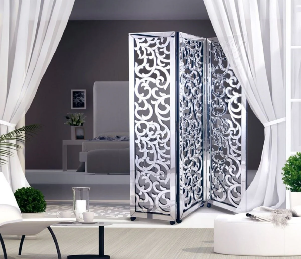 Casa Padrino separador de ambientes de lujo con ruedas 100 x 3 x A. 180 cm - Muebles de Dormitorio - Muebles de Hotel