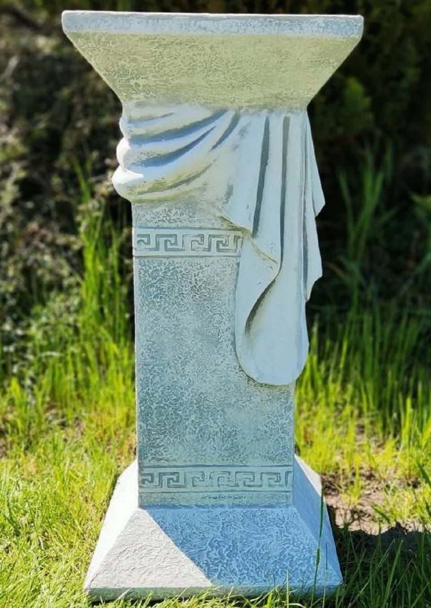 Casa Padrino Pilar Barroco Gris 30 x 30 x A. 66 cm - Magn¨ªfica Pilar de Jard¨ªn de Estilo Barroco - Decoraci¨®n Pilar de Piedra Cuadrada - Accesorios de Decoraci¨®n de Terrazas y Jardines Barrocos