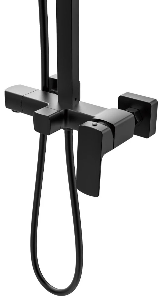 Casa Padrino conjunto de ducha de lujo con ducha fija y teleducha negro - Grifería de ducha - Columna de ducha - Accesorios de baño de lujo