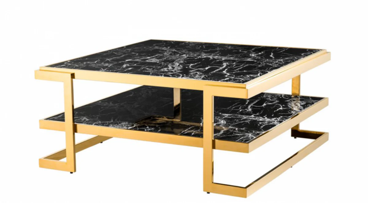 Casa Padrino Art Deco luxury coffee table faux marble gold finish - living room coffee table - Luxury Quality