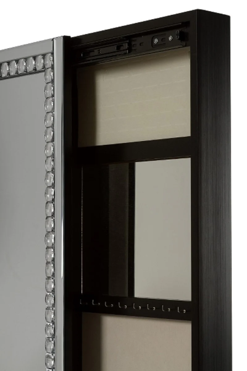 Casa Padrino gabinete de joyer¨ªa de lujo de con puerta de espejo plata / negro 35 x 9 x H. 120 cm - Colecci¨®n de Lujo