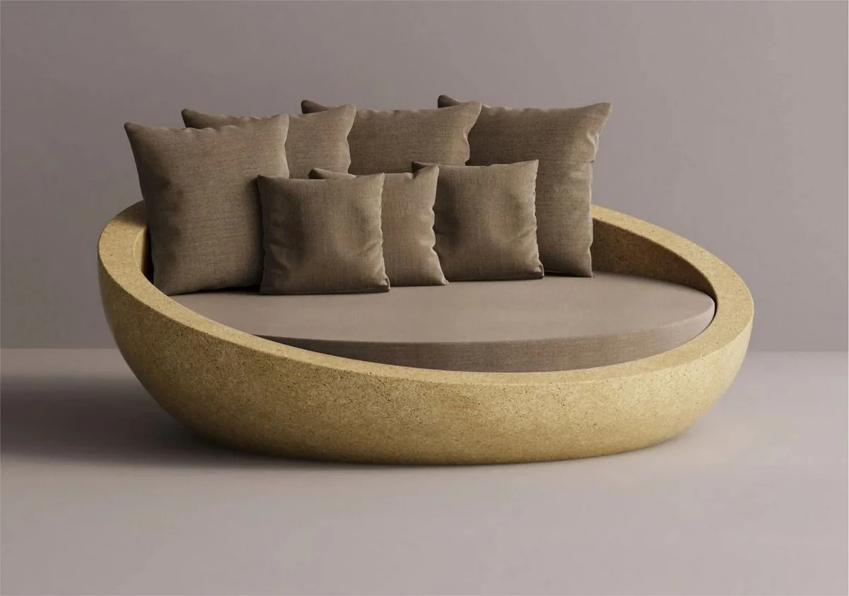 Casa Padrino Isla tumbona de hormig¨®n de lujo marr¨®n / amarillo ? 180 cm - Muebles de jard¨ªn y hotel