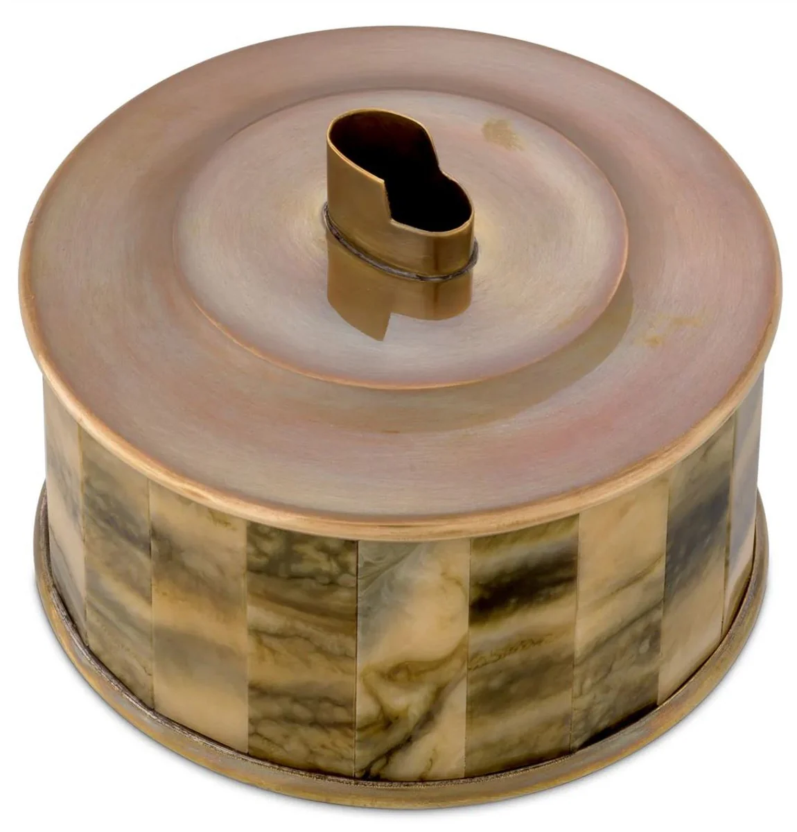 Casa Padrino soporte para encendedor de lujo latón vintage / marrón Ø 13 x A. 10 cm - Soporte para encendedor decorativo redondo - Accesorios Decorativos - Calidad de Lujo