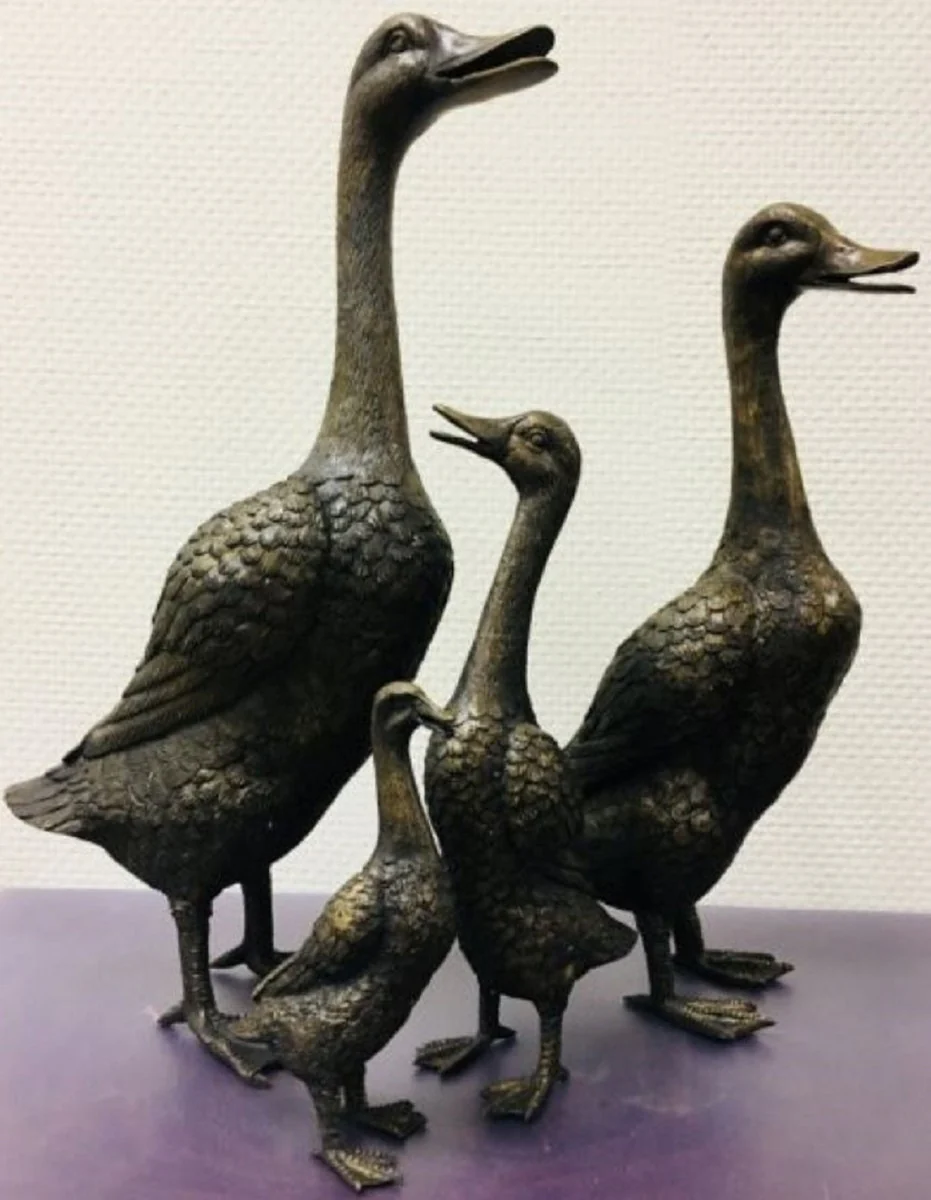 Casa Padrino conjunto de figuras de bronce de lujo familia de pato bronce / oro 15 x 15 x H. 53 cm - Figuras de Deco de Lujo