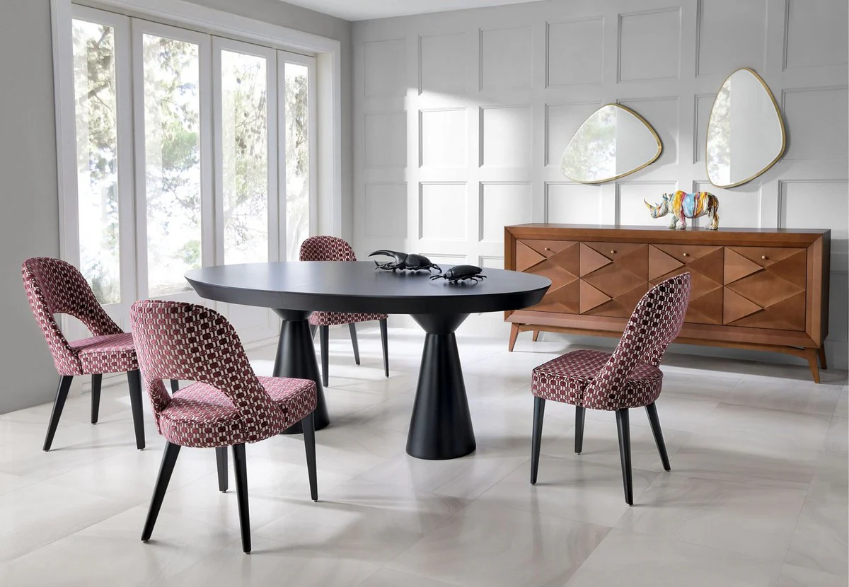 Casa Padrino aparador Art Deco de lujo co?ac mate 220 x 50 x A. 92 cm - Gabinete de madera maciza noble con 4 puertas - Muebles de comedor - Muebles Art Deco - Muebles de lujo