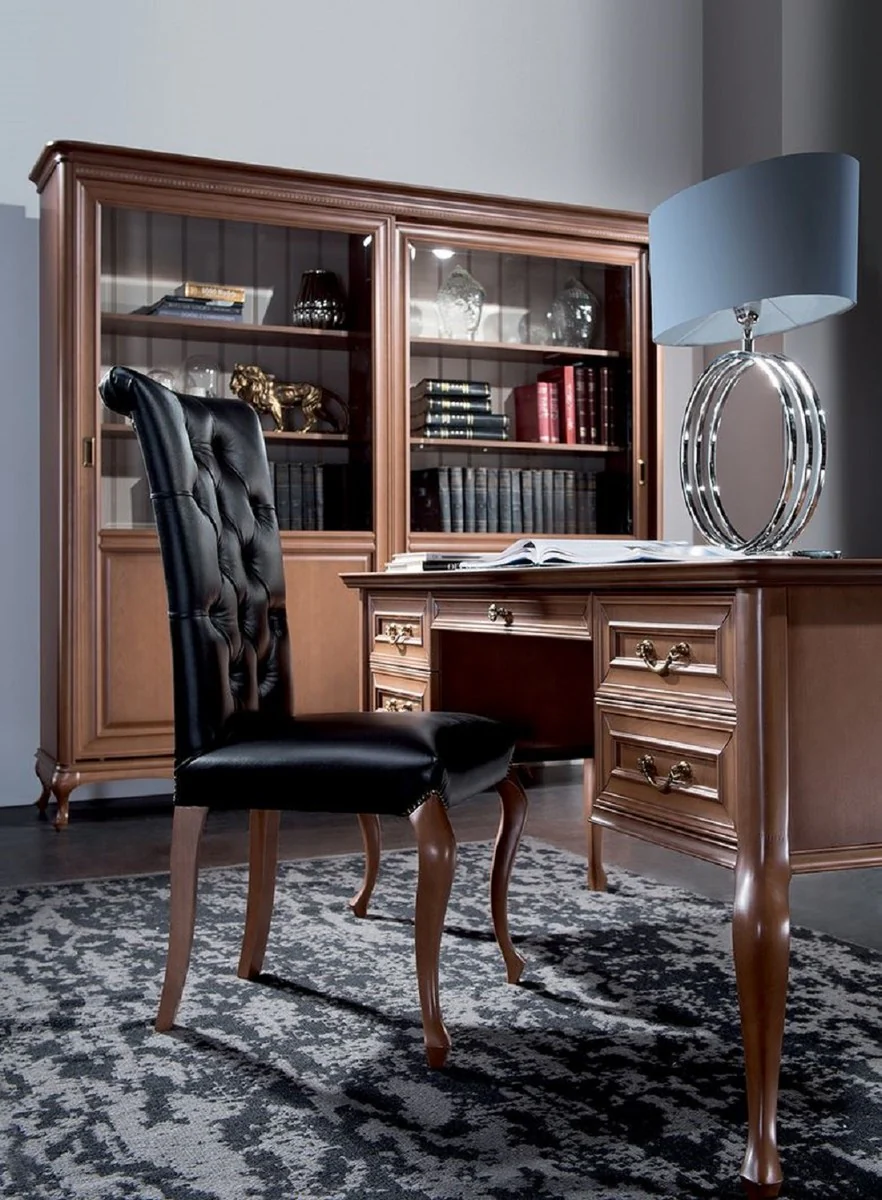 Casa Padrino armario de libros art nouveau de lujo marr¨®n / crema 222,9 x 46,1 x A. 196,6 cm - Armario de madera maciza con 2 puertas correderas - Armario de Sal¨®n - Armario de Oficina