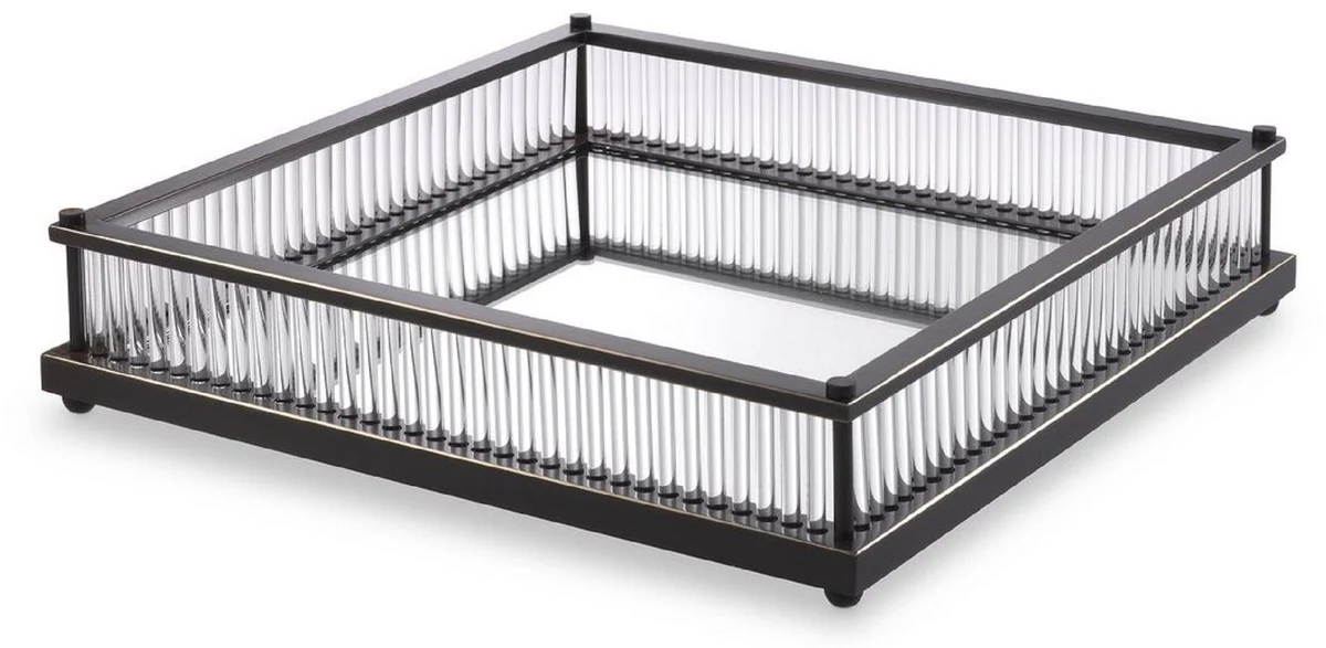 Casa Padrino bandeja de servicio de lujo bronce 39,5 x 39,5 x A. 9 cm - Bandeja de acero inoxidable con espejo - Accesorios de gastronom¨ªa de lujo