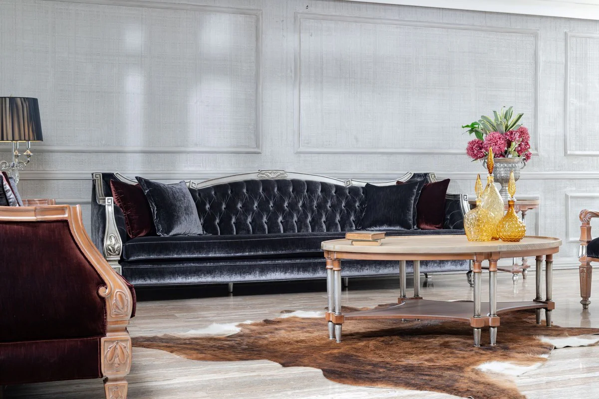 Casa Padrino sof¨¢ de sal¨®n barroco de lujo p¨²rpura / plata - Magn¨ªfico Muebles Barrocos para Sal¨®n y Hotel