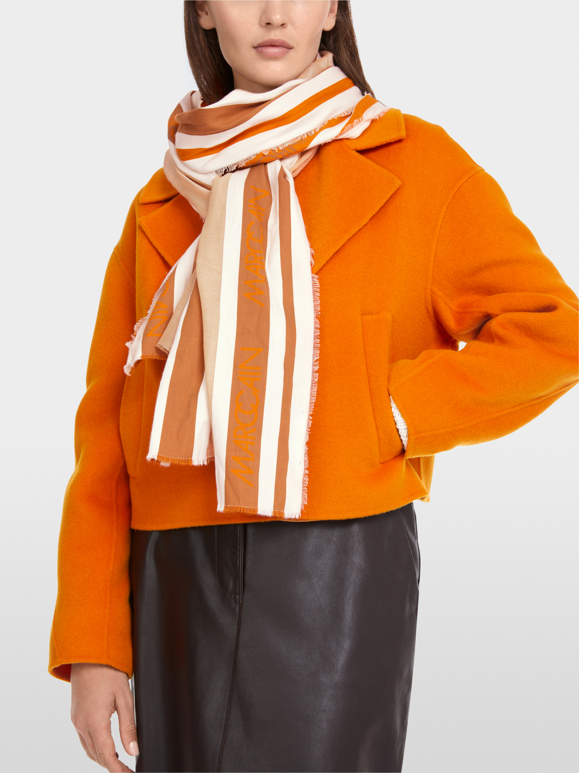 Marc-Cain Striped scarf made from pure cotton