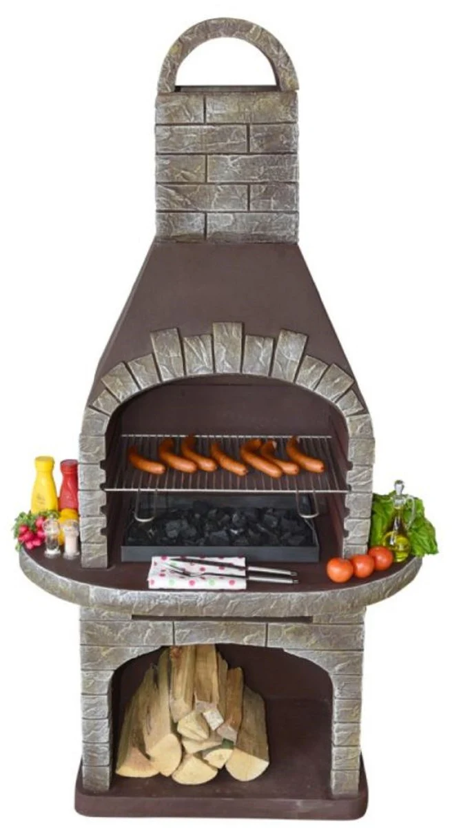 Casa Padrino barbacoa de jard¨ªn de hormig¨®n de lujo gris / marr¨®n 110 x 68 x A. 197 cm