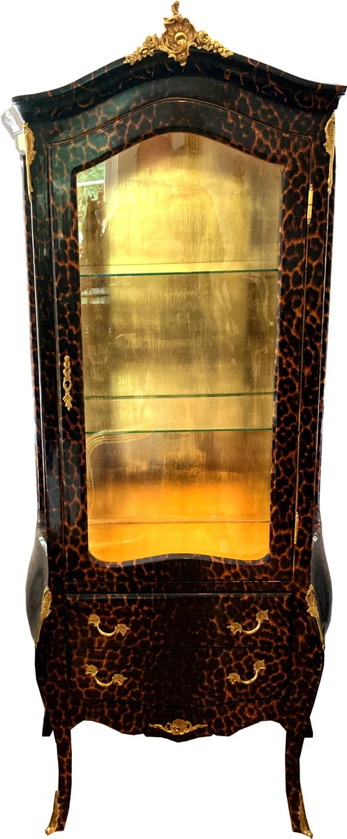 Vitrina barroca Casa Padrino Leopardo / Oro - Vitrina - Vitrina de vidrio para muebles de sala de estar