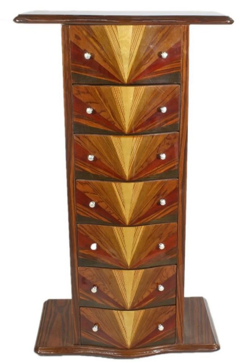 Casa Padrino C¨®moda Art Deco de Caoba con 7 Cajones y Estante Marr¨®n 70 x 40 x H. 120 cm - Muebles Art Deco