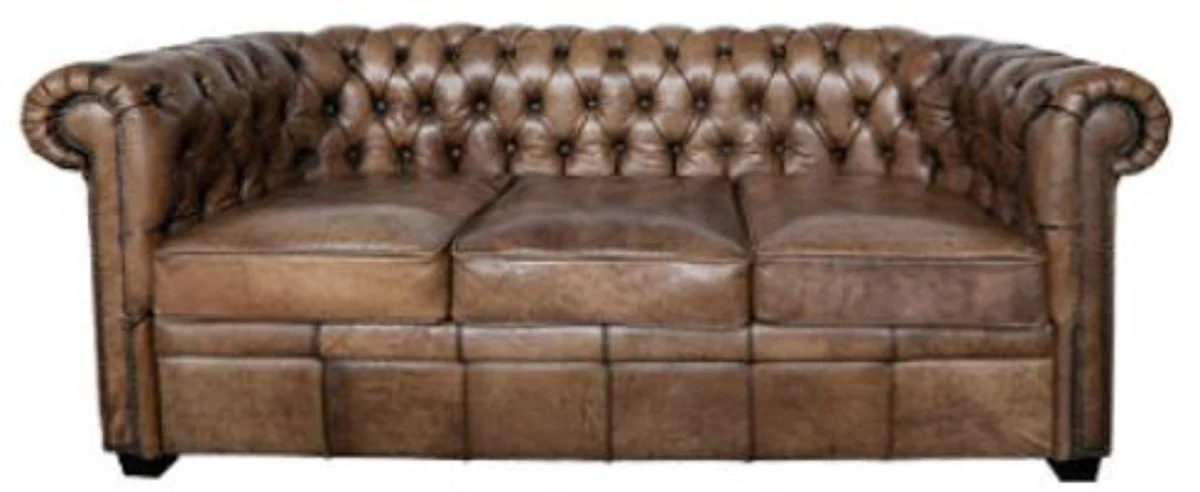 Casa Padrino sof¨¢ Chesterfield de lujo con estilo Buffalo Marr¨®n Vintage 192 x 92 x H. 73 cm - Muebles de Lujo