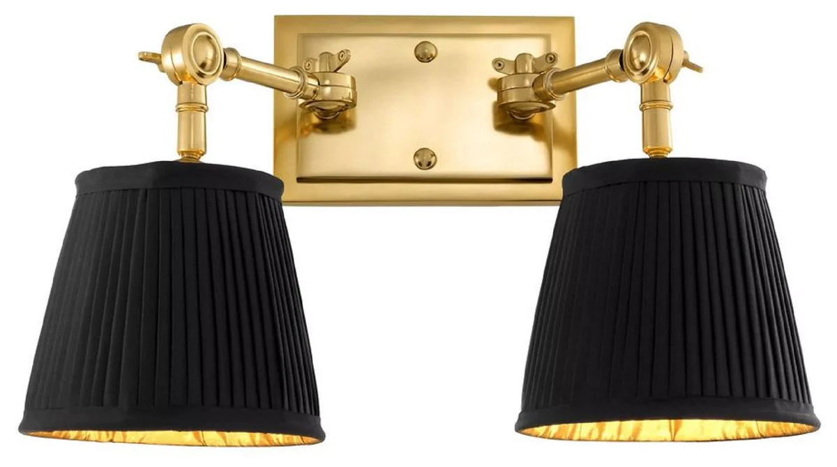 Casa Padrino lámpara de pared doble de lujo oro / negro 33 x 25 x A. 25 cm - Noble aplique con brazos giratorios - Calidad de Lujo