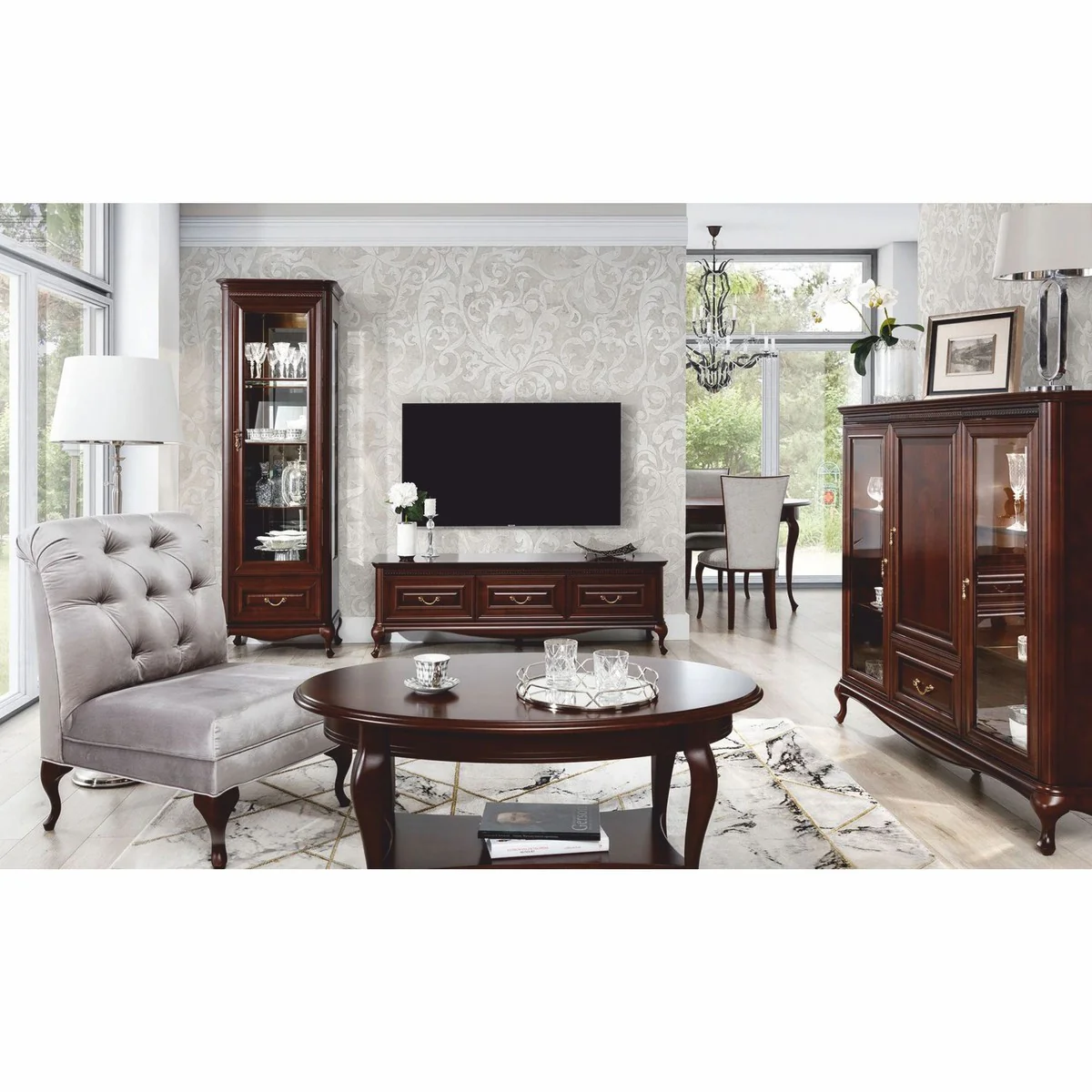 Casa Padrino vitrina barroco de lujo marr¨®n oscuro 148,3 x A. 133,2 cm - Muebles barrocos