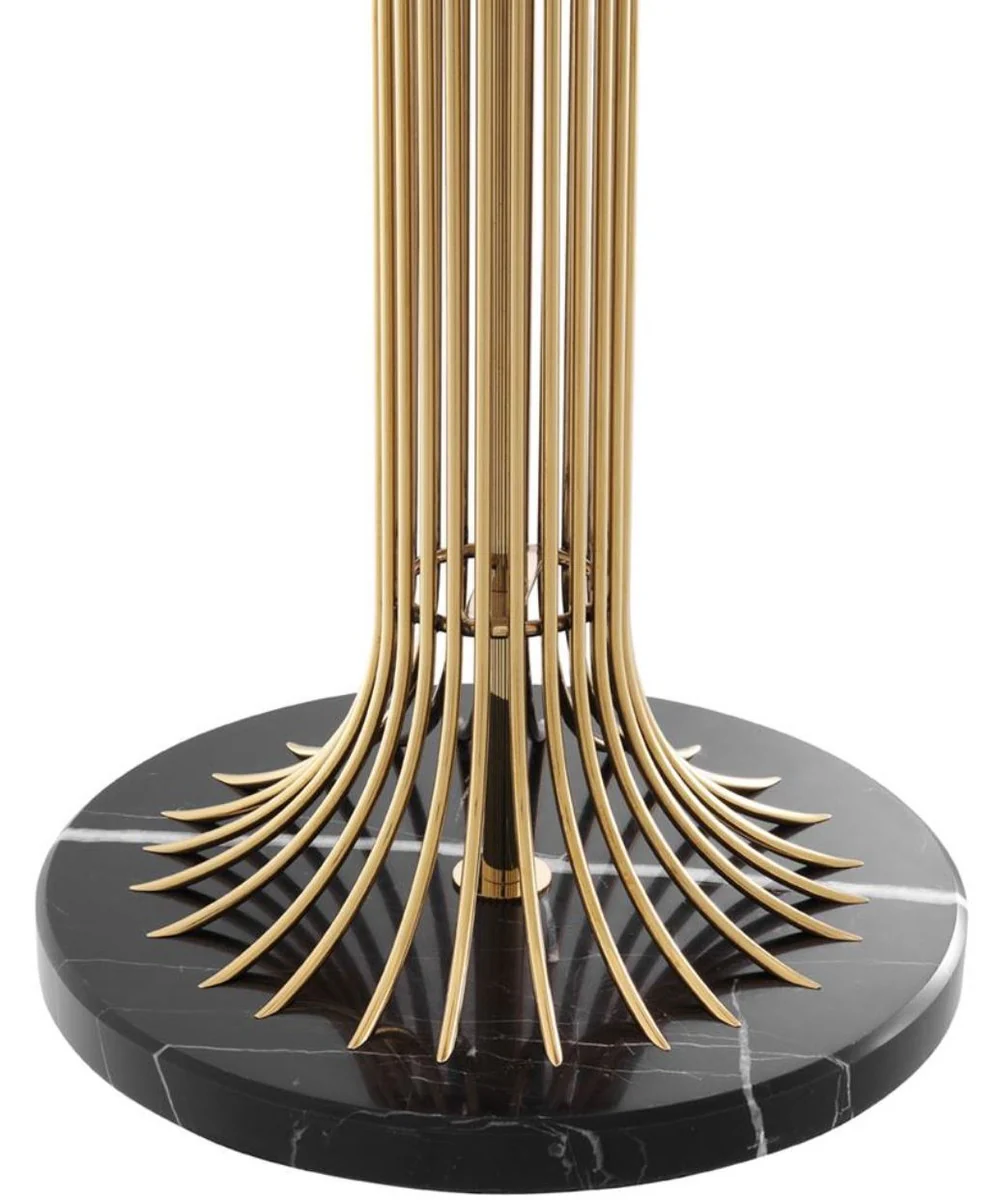 Casa Padrino Lámpara de Mesa de Lujo Oro / Negro / Blanco Ø 45 x H. 86 cm - Lámpara de Diseño con Pantalla