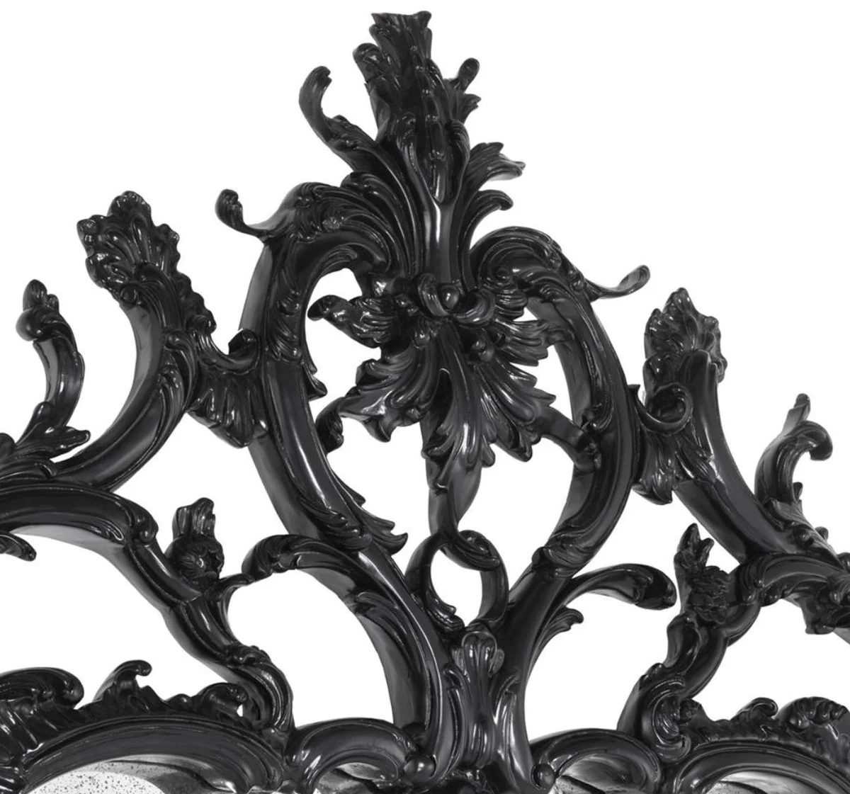 Casa Padrino lujo estilo barroco espejo de pared sala de estar negro 102 x H. 174 cm - Edici¨®n Limitada