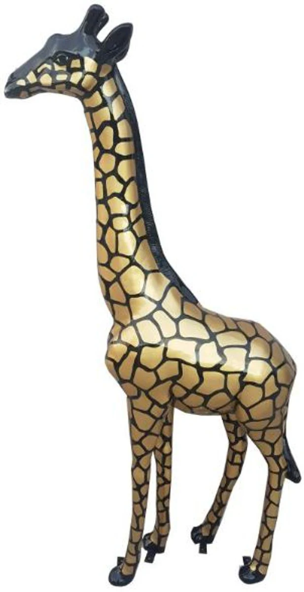 Casa Padrino figura de decoración de diseño jirafa negro / oro A. 205 cm - Figura decoracion enorme - Figura animal - Escultura decoracion jardin - Figura Jardin
