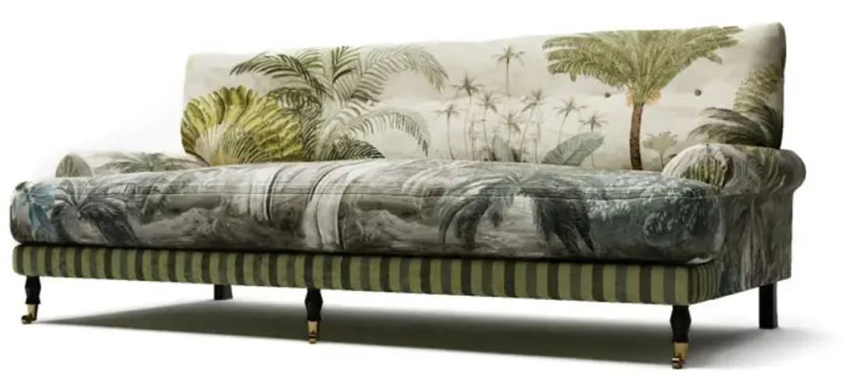 Casa Padrino sof¨¢ de terciopelo de lujo verde / multicolor / negro / lat¨®n 200 x 100 x A. 87 cm - Sof¨¢ de sal¨®n - Sof¨¢ de hotel - Muebles de sal¨®n - Muebles de hotel - Muebles de lujo