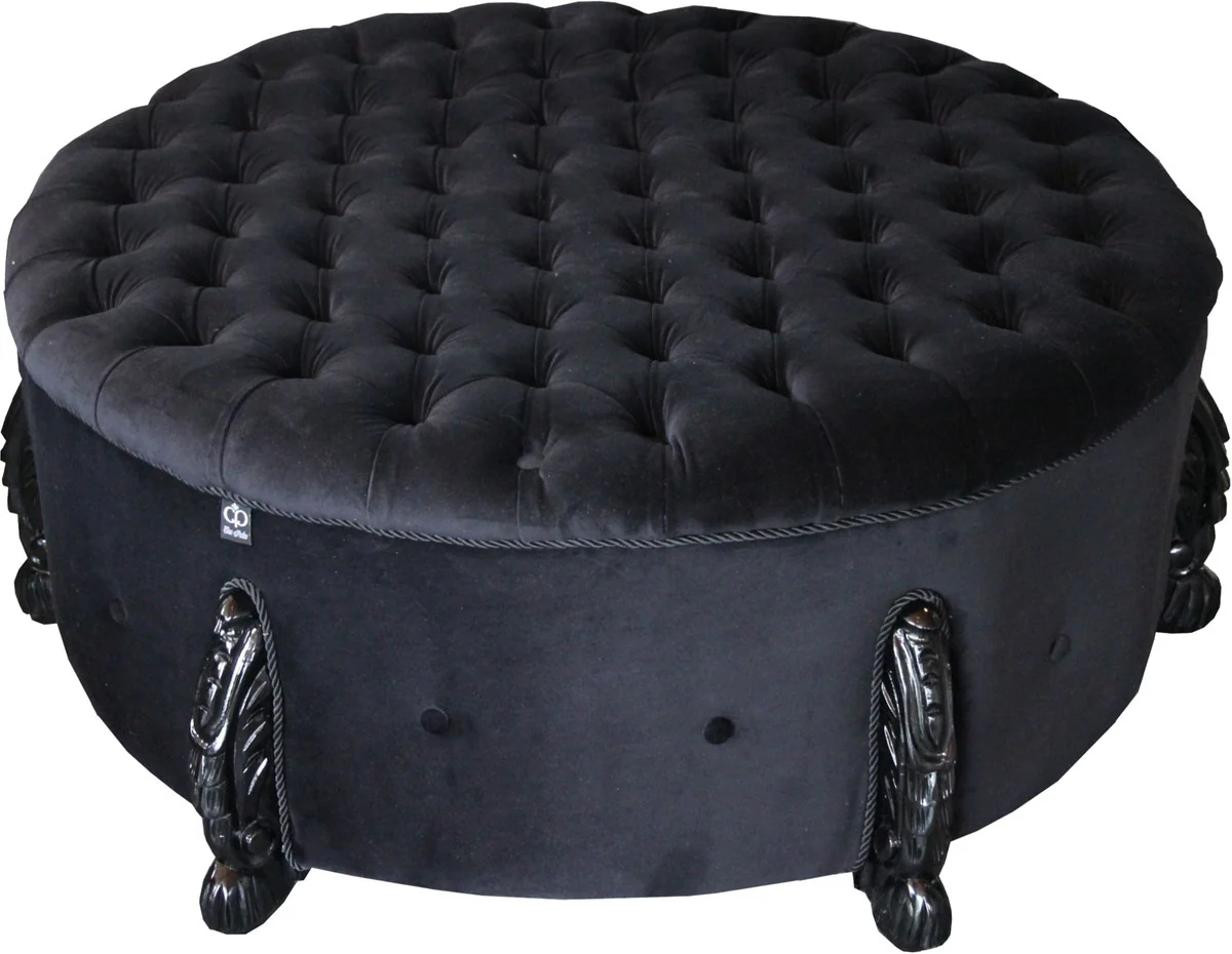 Casa Padrino enorme taburete redondo barroco en negro / negro Di¨¢metro 107 cm - Luxury Hotel Furniture - Edici¨®n limitada