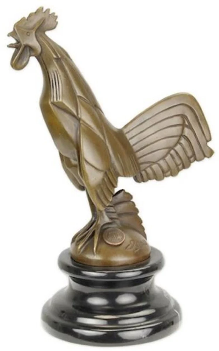 Casa Padrino escultura de bronce Art Deco de lujo gallo con base de mármol bronce / negro 10 x 15,3 x A. 22,9 cm - Figura de Bronce - Figura Decorativa - Accesorios Decorativos