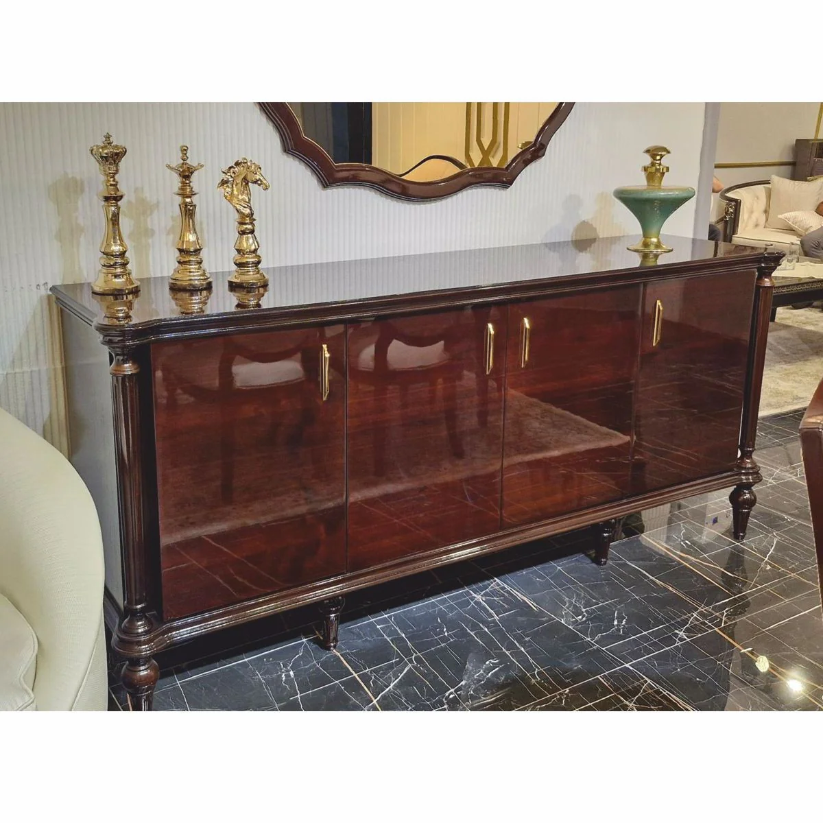 Casa Padrino aparador barroco de lujo marrón oscuro 225 cm - Muebles de estilo barroco