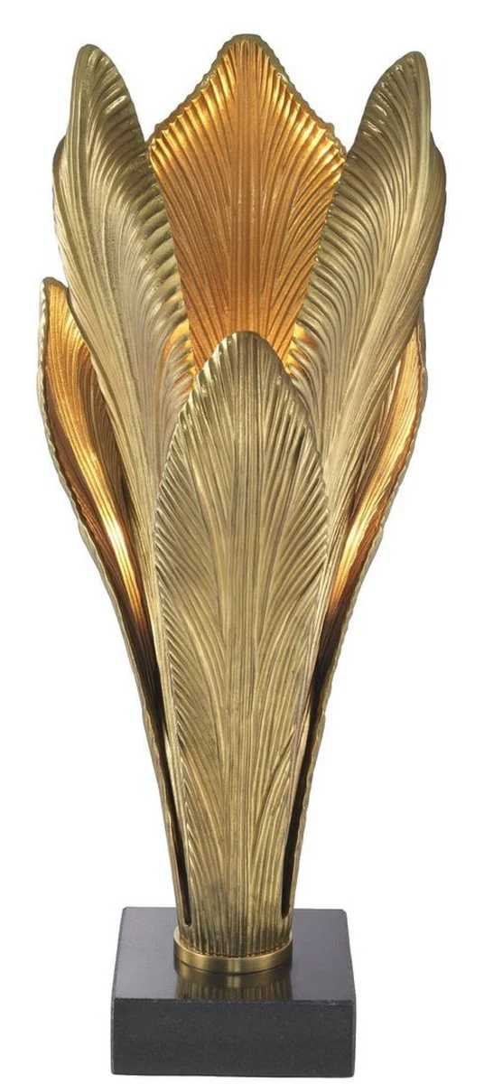 Casa Padrino lámpara de mesa de diseño oro antiguo / negro 23 x 23 x H. 57,5 cm - Lámpara de Mesa con Base de Granito - Colección de Lujo